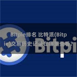 Bitpie排名 比特派(Bitpie)交易历史记录在哪里查看？