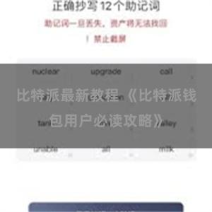比特派最新教程 《比特派钱包用户必读攻略》